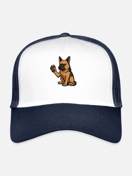 Parlez à la patte Berger allemand - Casquette trucker  - blanc/marine - Devant