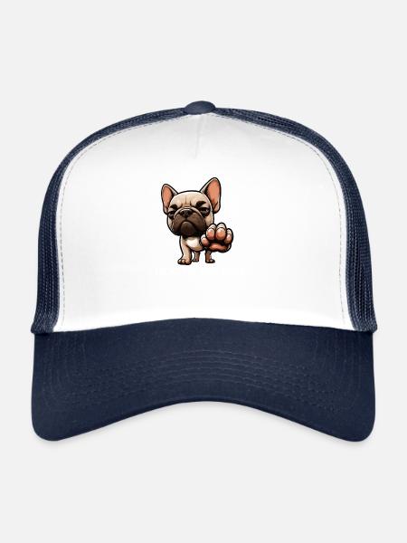 Parlez au Paw French Bulldog Frenchie - Casquette trucker  - blanc/marine - Devant