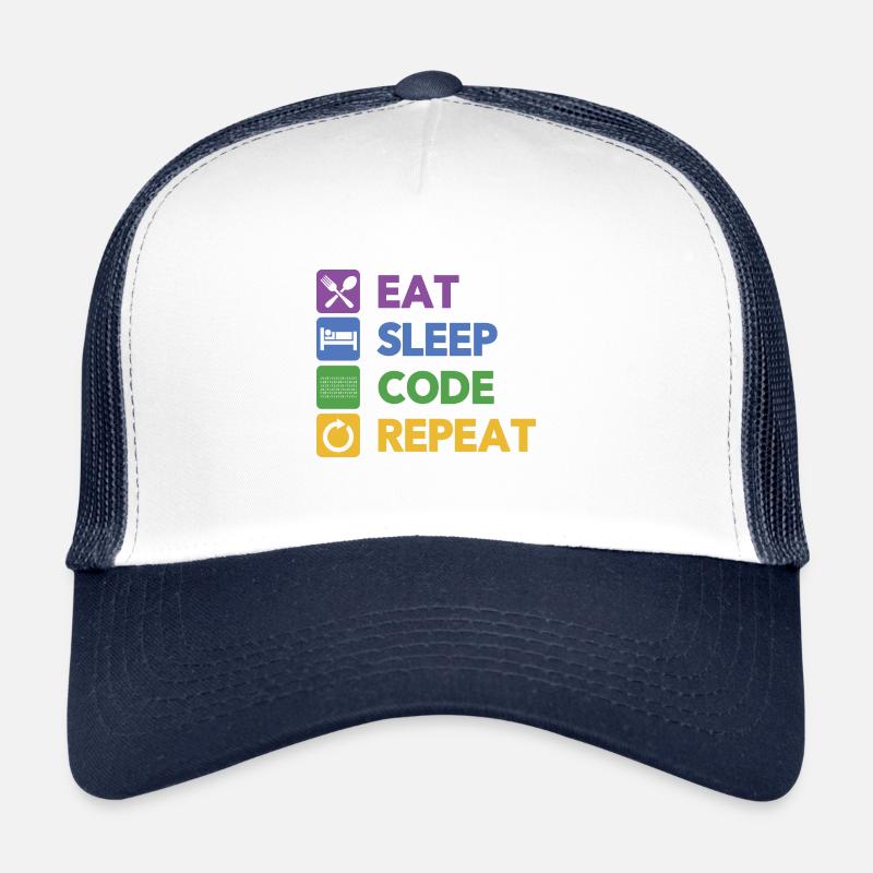 Eat Sleep Code Repeat Coder Programmer Software De Trucker Cap