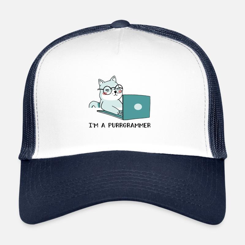 I'm A Purrgrammer Coder Software Developer Compute - Trucker Cap - Weiß/Navy
