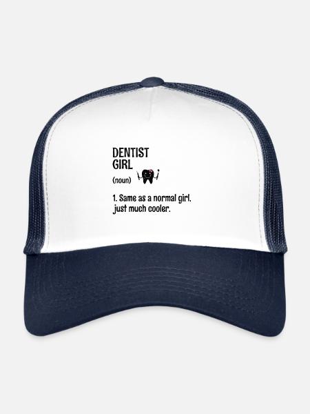 Dentiste Fille Définition Dentisterie Dentaire Dent Den - Casquette trucker  - blanc/marine - Devant