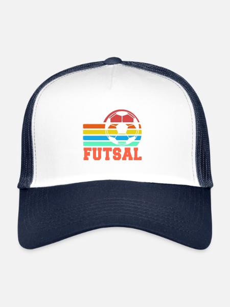 Futsal Retro Rainbow Soccer Ball Statement - Trucker Cap - white/navy - Front