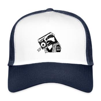 Badger with a boombox - Trucker Cap - white/navy - Front