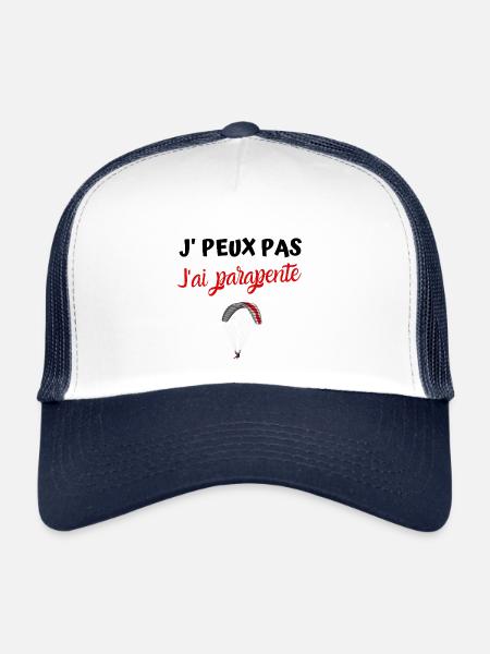 Je peux pas j'ai parapente humour - Casquette trucker  - blanc/marine - Devant