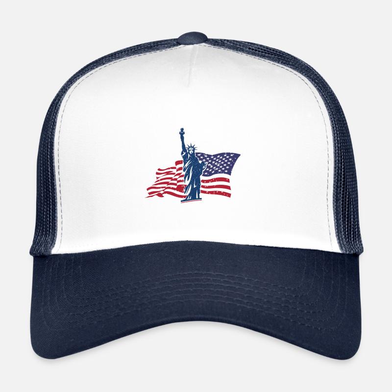USA flag America - Trucker Cap - white/navy