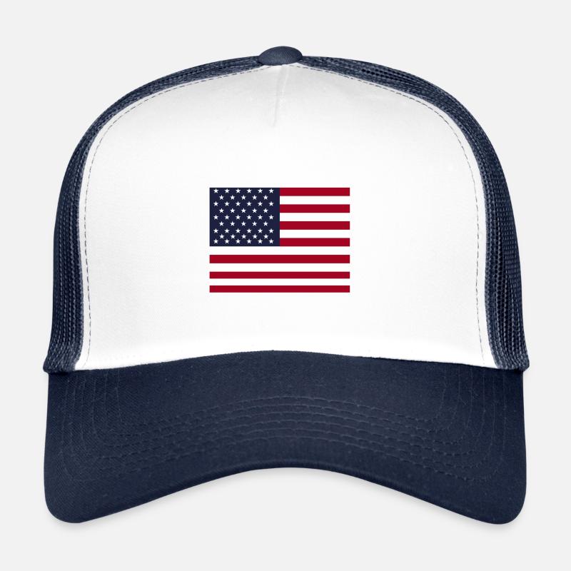USA Flagge Amerika - Trucker Cap - Weiß/Navy