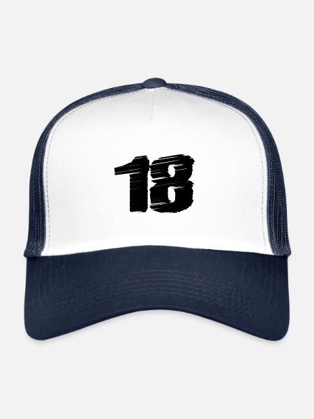 Maillot 18 Numéro - Casquette trucker  - blanc/marine - Devant
