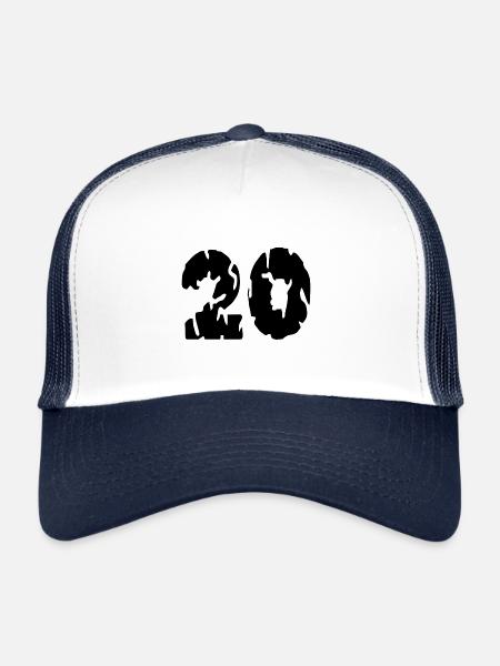 Maillot 20 Numéro - Casquette trucker  - blanc/marine - Devant