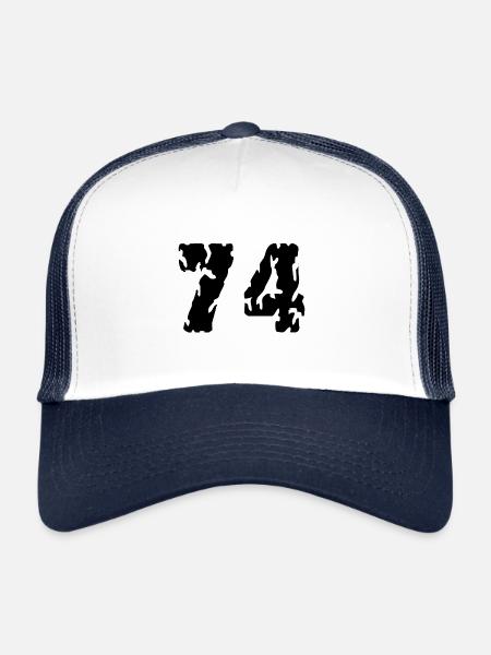 74 Maillot numéro - Casquette trucker  - blanc/marine - Devant