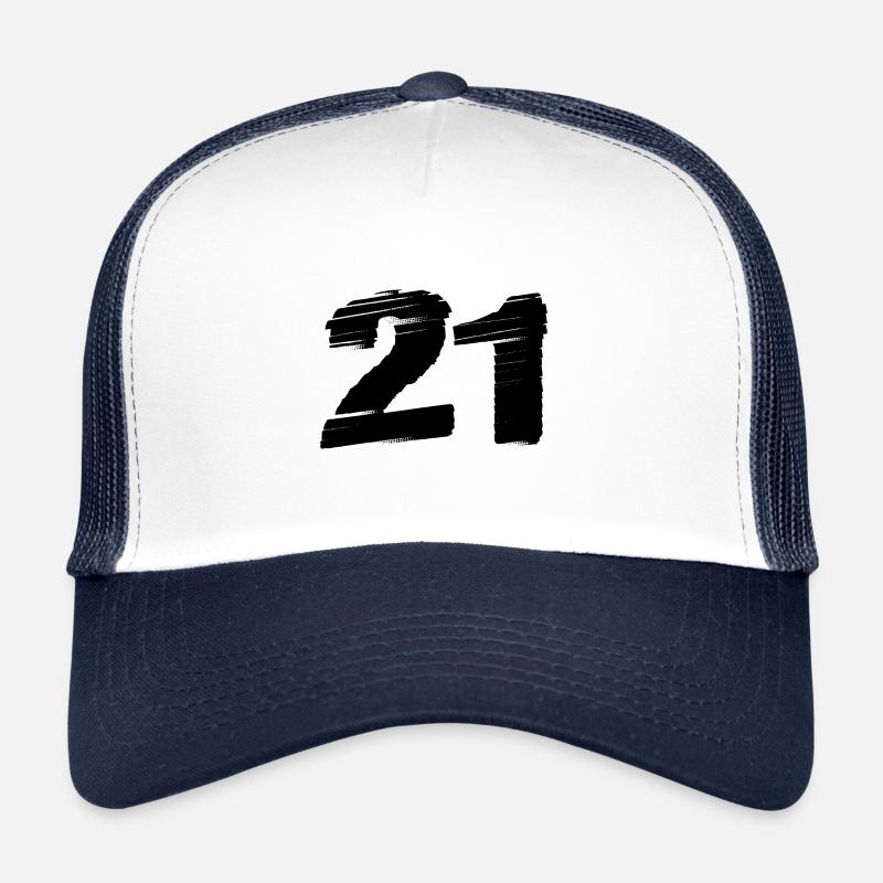 21 Maillot numéro - Casquette trucker  - blanc/marine