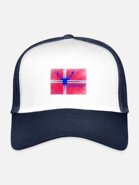 Faune et flore norvégiennes - Casquette trucker  - blanc/marine - Devant
