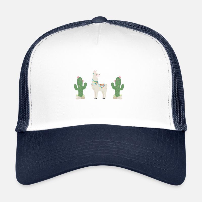 my lama & cactus, beige - Trucker Cap - Weiß/Navy