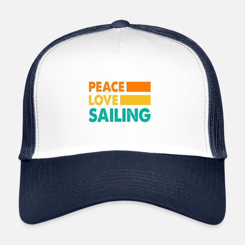 Peace Love Sailing Sailboat Sailor Captain Skipper Trucker Cap