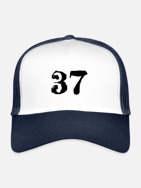 Maillot numéro 37 - Casquette trucker  - blanc/marine - Devant