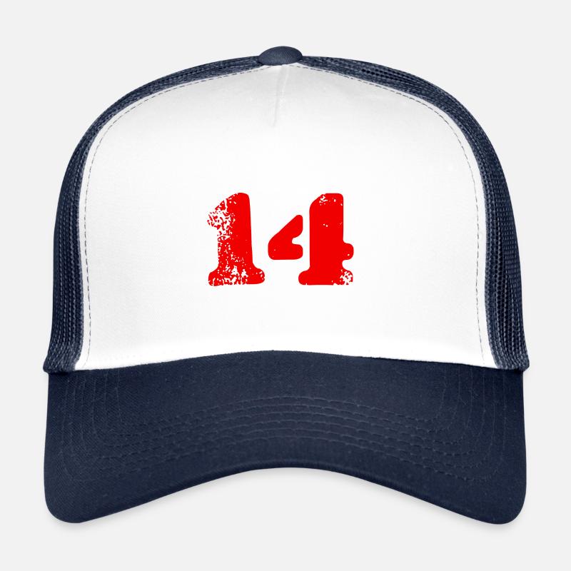 14 Symbole numérique - Casquette trucker  - blanc/marine