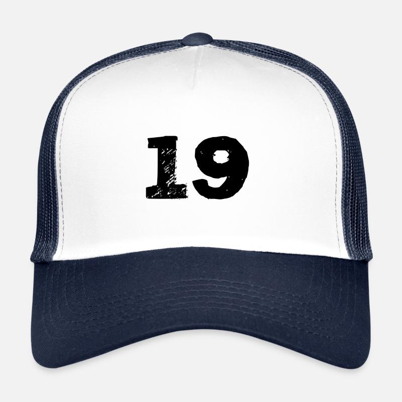 19 Nummer trøje - Trucker cap - hvid/marineblå