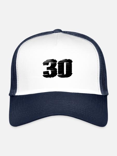 Maillot 30 Numéro - Casquette trucker  - blanc/marine - Devant