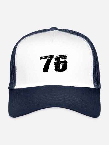 76 Maillot numéro - Casquette trucker  - blanc/marine - Devant