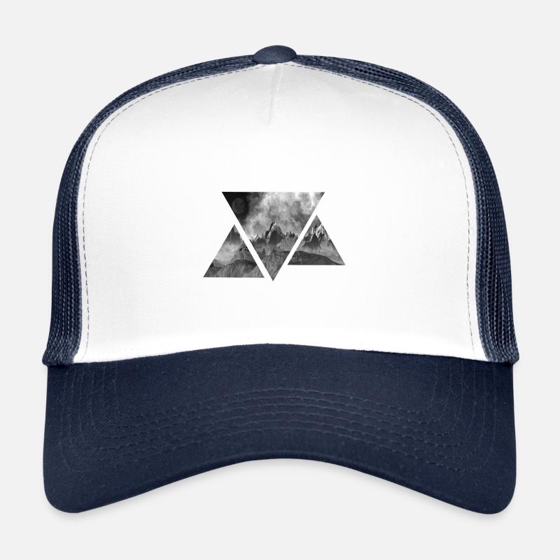 Triangle | Les montagnes | Paysage | idée cadeau - Casquette trucker  - blanc/marine