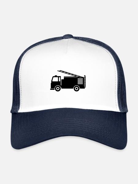 Voiture de pompiers - Casquette trucker  - blanc/marine - Devant