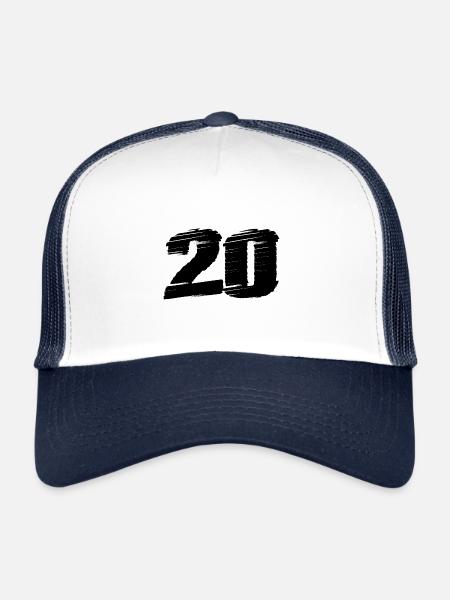 Maillot 20 Numéro - Casquette trucker  - blanc/marine - Devant