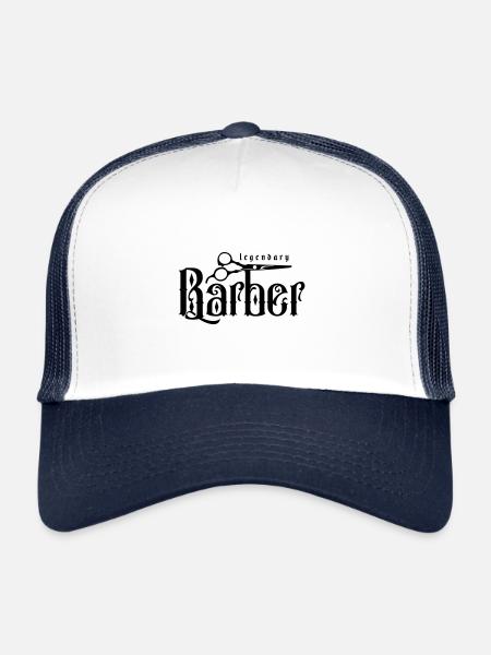 barbier légendaire - Casquette trucker  - blanc/marine - Devant
