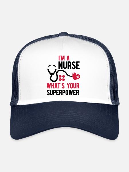 Infirmière je suis infirmière - Casquette trucker  - blanc/marine - Devant
