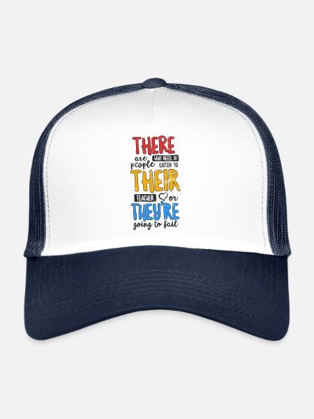 Là, ils sont T-shirt Cadeau drôle de professeur - Casquette trucker  - blanc/marine - Devant