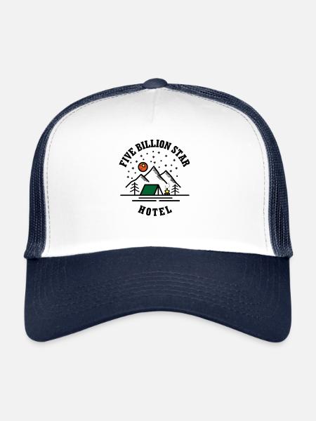 Camping design Camping Hotel in Tents design - Trucker Cap - white/navy - Front