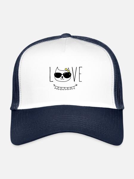 Les chats aiment - Casquette trucker  - blanc/marine - Devant