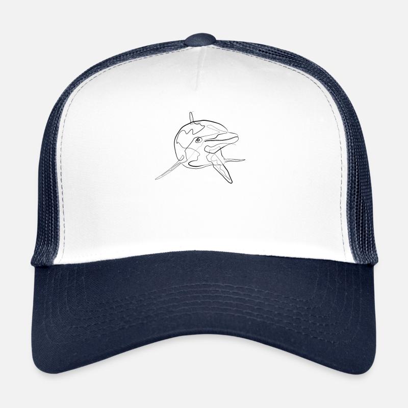 Delfin Meerestier - one line drawing - Trucker Cap - Weiß/Navy
