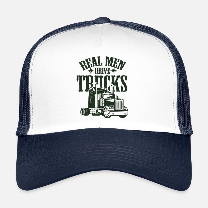 real men drive trucks - Trucker Cap - white/navy