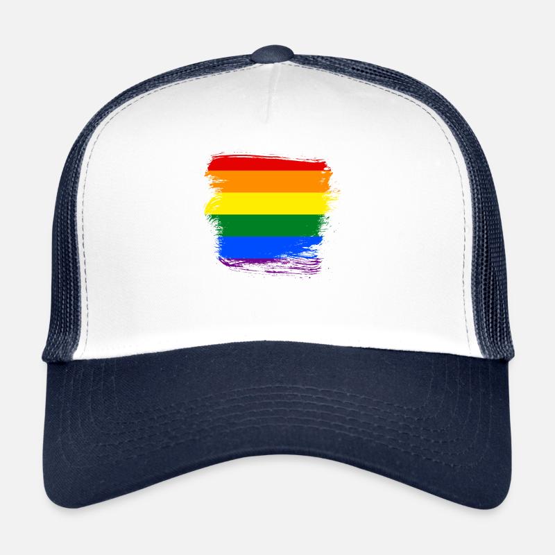 Regenbogenfahne LGBT - Trucker Cap - Weiß/Navy