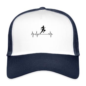 Läufer Leidenschaft EKG Herzschlag Lauf Sport Lauf - Trucker Cap - Weiß/Navy - Vorne