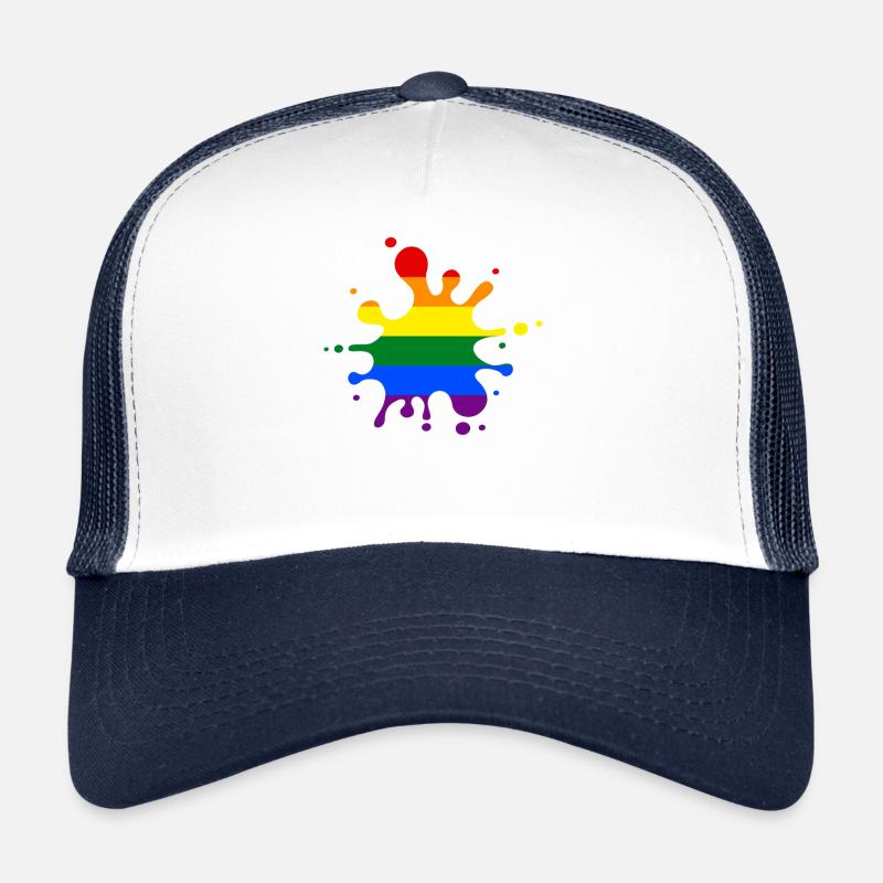 LGBT Arc-en-ciel - Casquette trucker  - blanc/marine