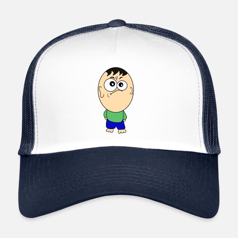 Lustige Comicfigur - Trucker Cap - Weiß/Navy