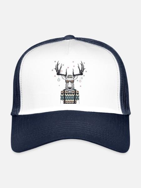 Hipster Deer - Ugly Christmas Christmas - Trucker Cap - white/navy - Front