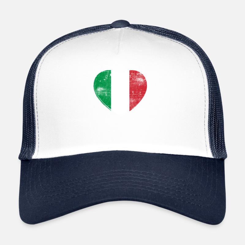 Italien Herz - Trucker Cap - Weiß/Navy