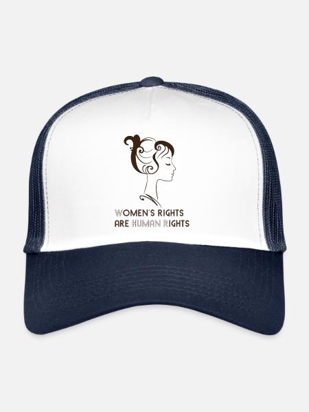 Les droits des femmes sont des droits humains - Casquette trucker  - blanc/marine - Devant