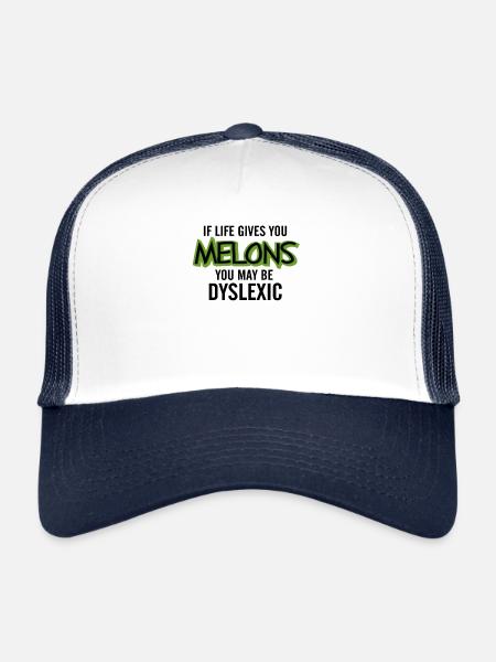Dyslexic Sarcasm Melons Dyslexia Gift - Trucker Cap - white/navy - Front