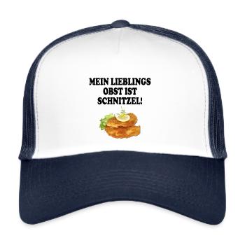 mein lieblinsobst ist schnitzel schwarz - Trucker Cap - Weiß/Navy - Vorne