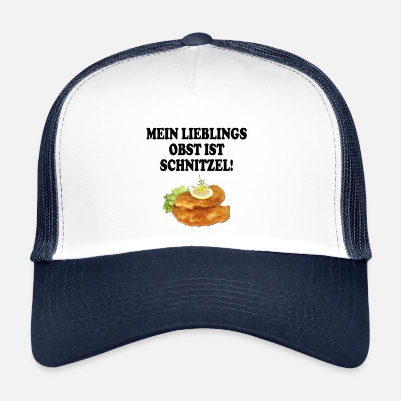 mein lieblinsobst ist schnitzel schwarz - Trucker Cap - Weiß/Navy