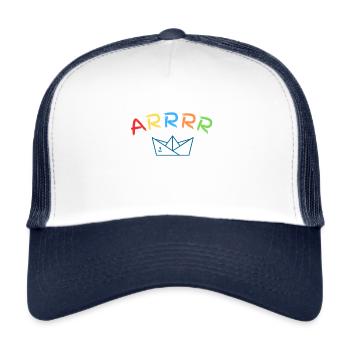 Carnival paper boat: ARRRR pirate motif colorful - Trucker Cap - white/navy - Front