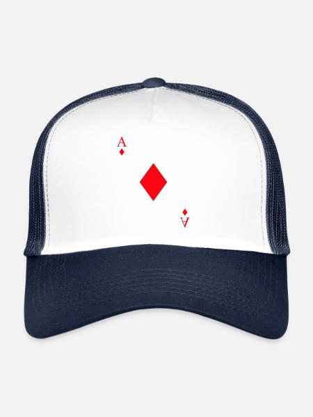 Jeu de cartes as de pique - Casquette trucker  - blanc/marine - Devant
