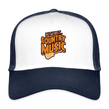 Country Musik Gitarre - Trucker Cap - Weiß/Navy - Vorne