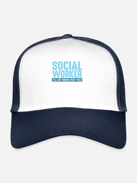 Travailleur social - Casquette trucker  - blanc/marine - Devant