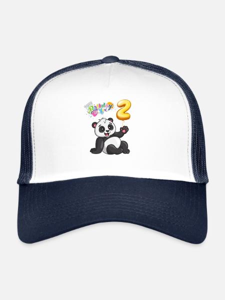 Pandabear joyeux anniversaire deux ans - Casquette trucker  - blanc/marine - Devant