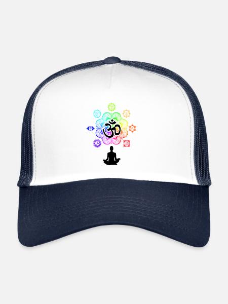 Meditation Chakra Symbole Die Sieben Chakren - Trucker Cap - Weiß/Navy - Vorne