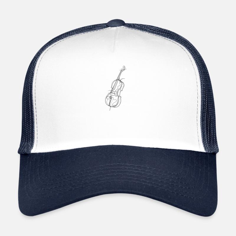 Violoncelle - dessin au trait - Casquette trucker  - blanc/marine