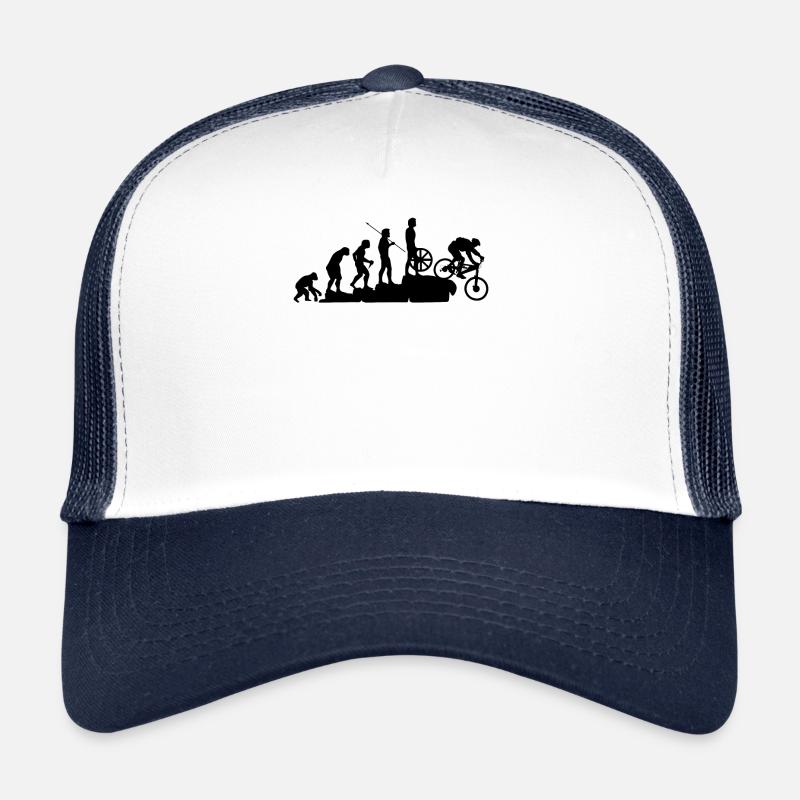 MTB Mountain Biker Evolution Downhill Rad Fahrer G - Trucker Cap - Weiß/Navy